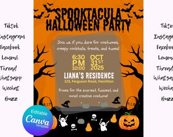 Editable Spooktacular Halloween Party Invitation (Digital Download)