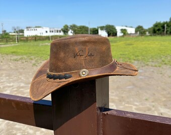 Cappello Da Cowboy Australiano Occidentale In Vera Pelle - Foto 6