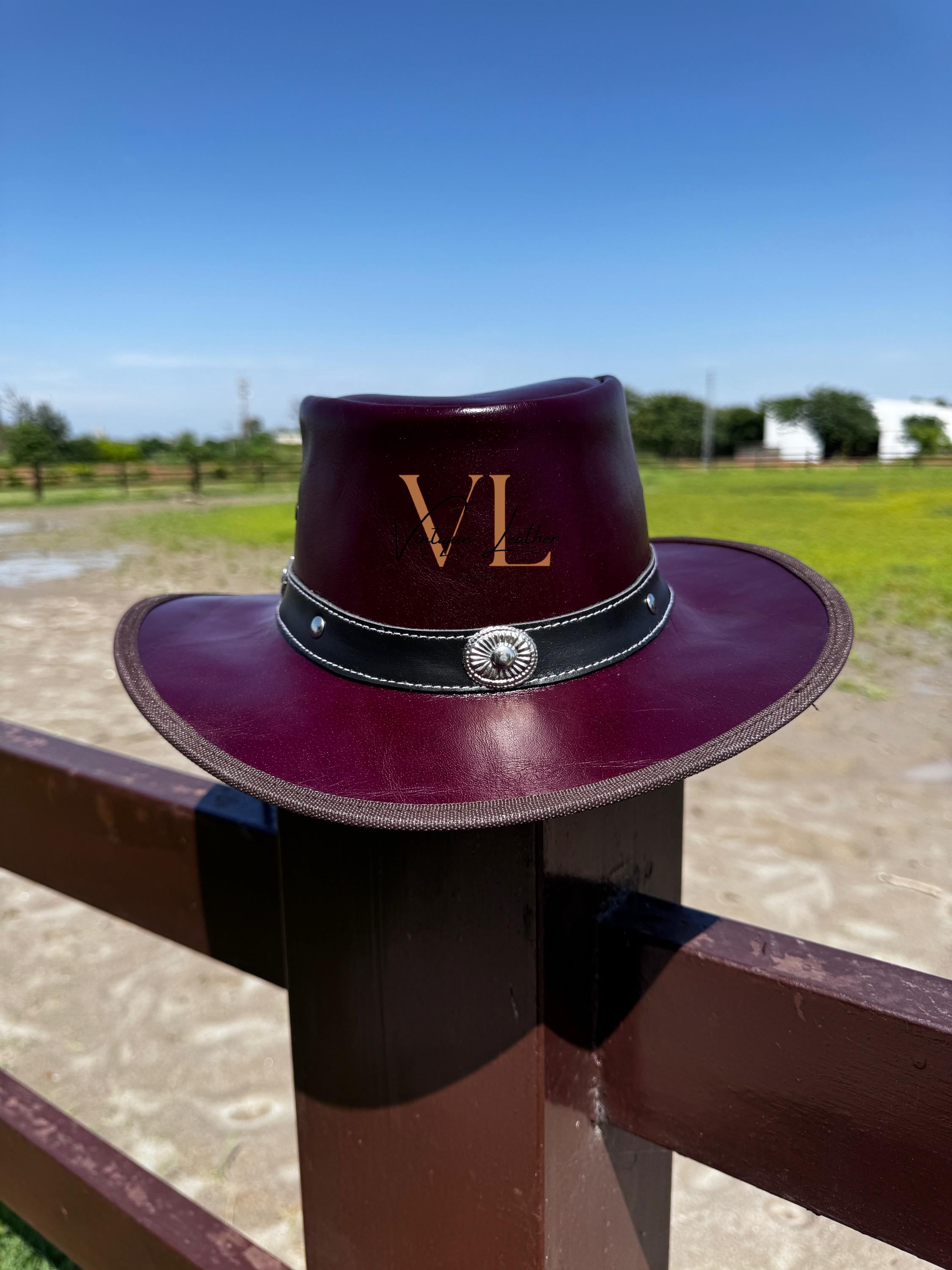 Chapeau western en cuir de vache véritable – style cowboy