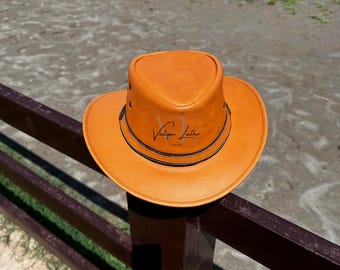 Australian Cowboy Brown Hat Vintage Unique Style Genuine Leather Cow Western Cowboy Hat Strap Brown Hat Best For Gift And Horse Riding