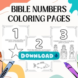 Bible Coloring Pages | Christian Numbers Activity | Sunday School Printable | Homeschool Bible Lesson