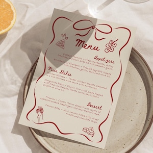 Dinner Menu Template, Printable Wedding Menu, That&#39;s Amore Menu, Engagement Party Sign, Wedding Printable, Wavy Whimsical Border, Colorful