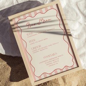 Handwritten Bar Menu Sign Template, The Bar Sign, Wedding Bar Menu, Printable Bar Sign, Whimsical Wedding Signage, Signature Cocktail Menu
