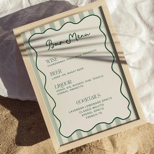 Handwritten Bar Menu Sign Template, The Bar Sign, Wedding Bar Menu, Printable Bar Sign, Whimsical Wedding Signage, Signature Drink Menu