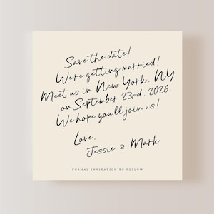 Hand Drawn Wedding Save the Date Template, Trendy Save the Dates, Handwritten Invite, Modern Wedding Stationary, 5"x5" Square Card