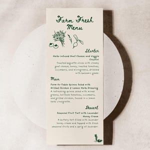 Fresh Off The Market Menu Template, Bridal Shower Menu, Wedding Shower Menu Card, Editable Menu, Printable Menu, Farm Fresh Menu Card