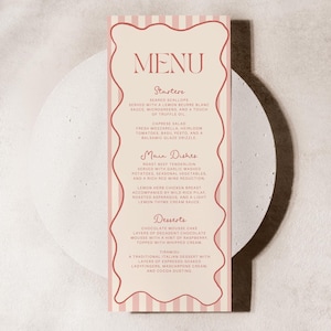 Modern Wedding Menu Template, Handwritten Colorful Menu, Amalfi Menu Design, Italian Whimsical Wedding, Printable Dinner Menu, 5x7, 4x9 Menu