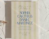 Wedding Invitation Template, Wedding Suite, Wedding Stationary Template, Striped Wedding Invite, Whimsical Wedding, Modern Wedding Invite