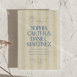 Wedding Invitation Template, Wedding Suite, Wedding Stationary Template, Striped Wedding Invite, Whimsical Wedding, Modern Wedding Invite