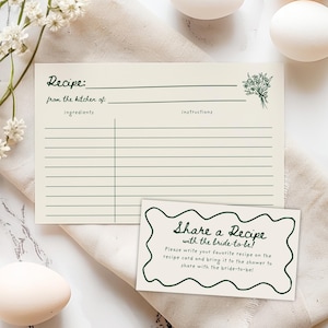 Recipe Card Template, Bridal Shower Recipe Card Insert, Recipe Request, Recipe for Bride-To-Be, Fresh Off The Market, Printable Recipe Card