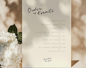 Wedding Order of Events Sign Template, Ceremony Timeline, Editable Reception Timeline, Order of the Day, Digital Download