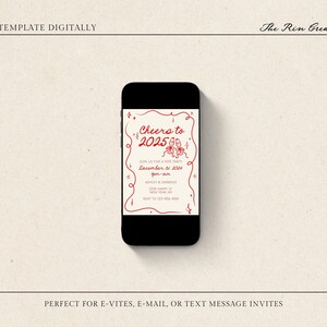 NYE Party Invitation Template, New Year's Eve 2025 Invite, Cheers to 2025, Happy New Year, Champagne Toasting NYE, Bow NYE Party Invitation image 5