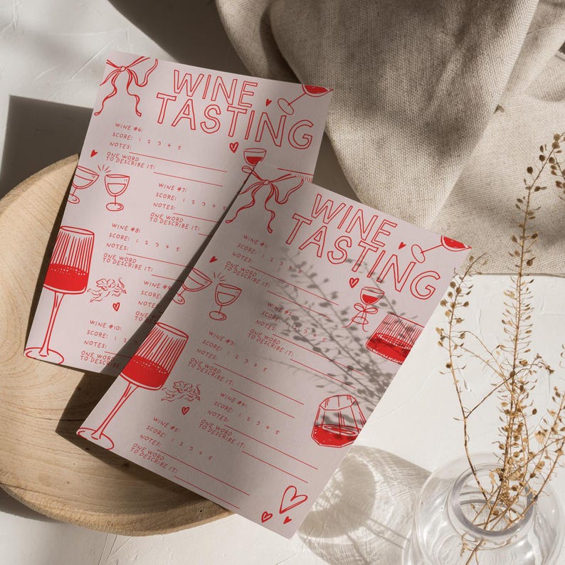 Wine Tasting Score Card, Wine Tasting Sheet, Printable Wine Tasting Card, Wine Themed Games, Instant Download, Wine Party Games Night image 3