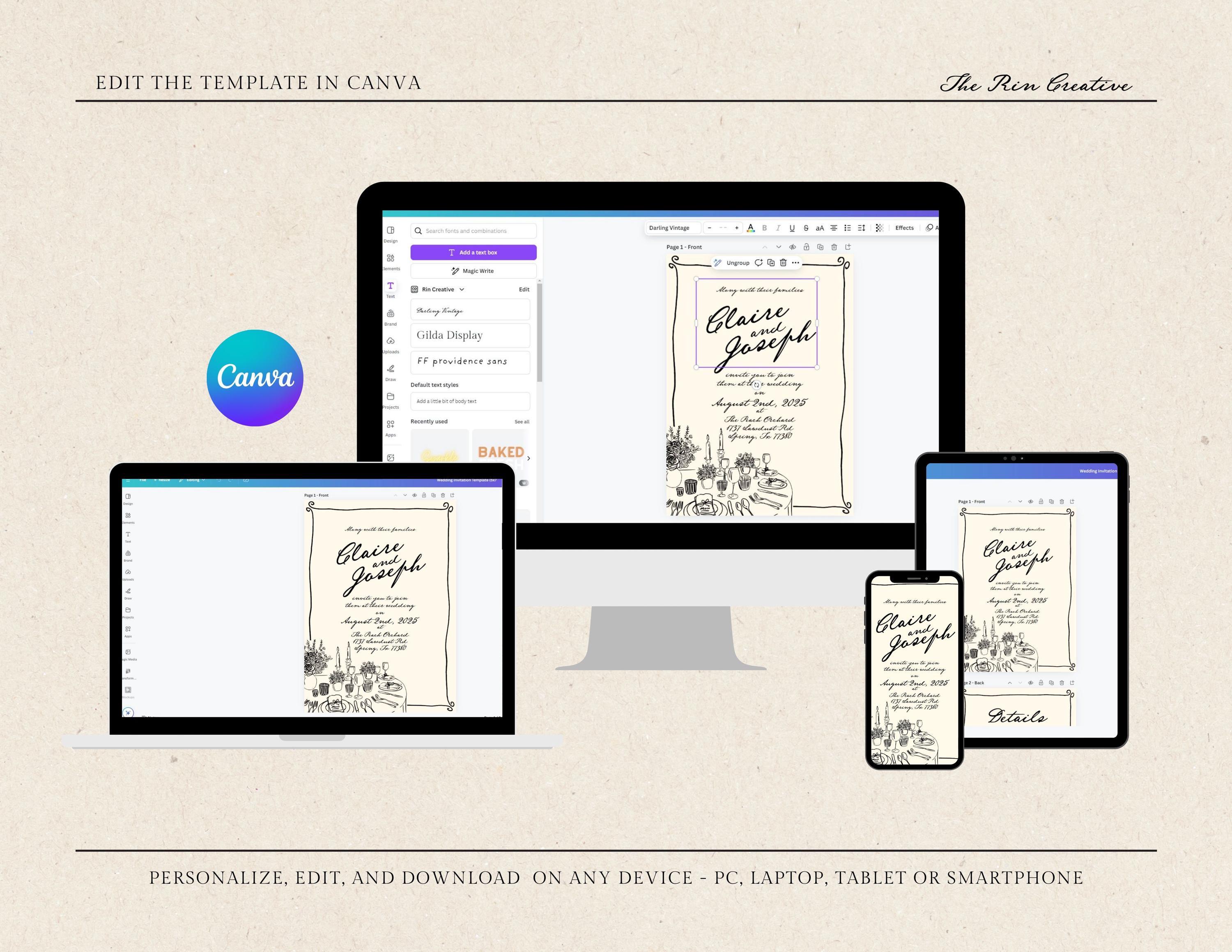 Invite Theme Modern Dinner Party Invitation Template 5x7 Invite Card Wine Bottle ...