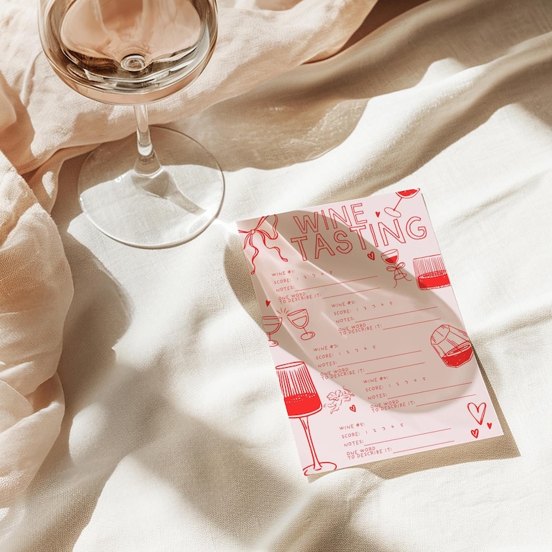 Wine Tasting Score Card, Wine Tasting Sheet, Printable Wine Tasting Card, Wine Themed Games, Instant Download, Wine Party Games Night image 5