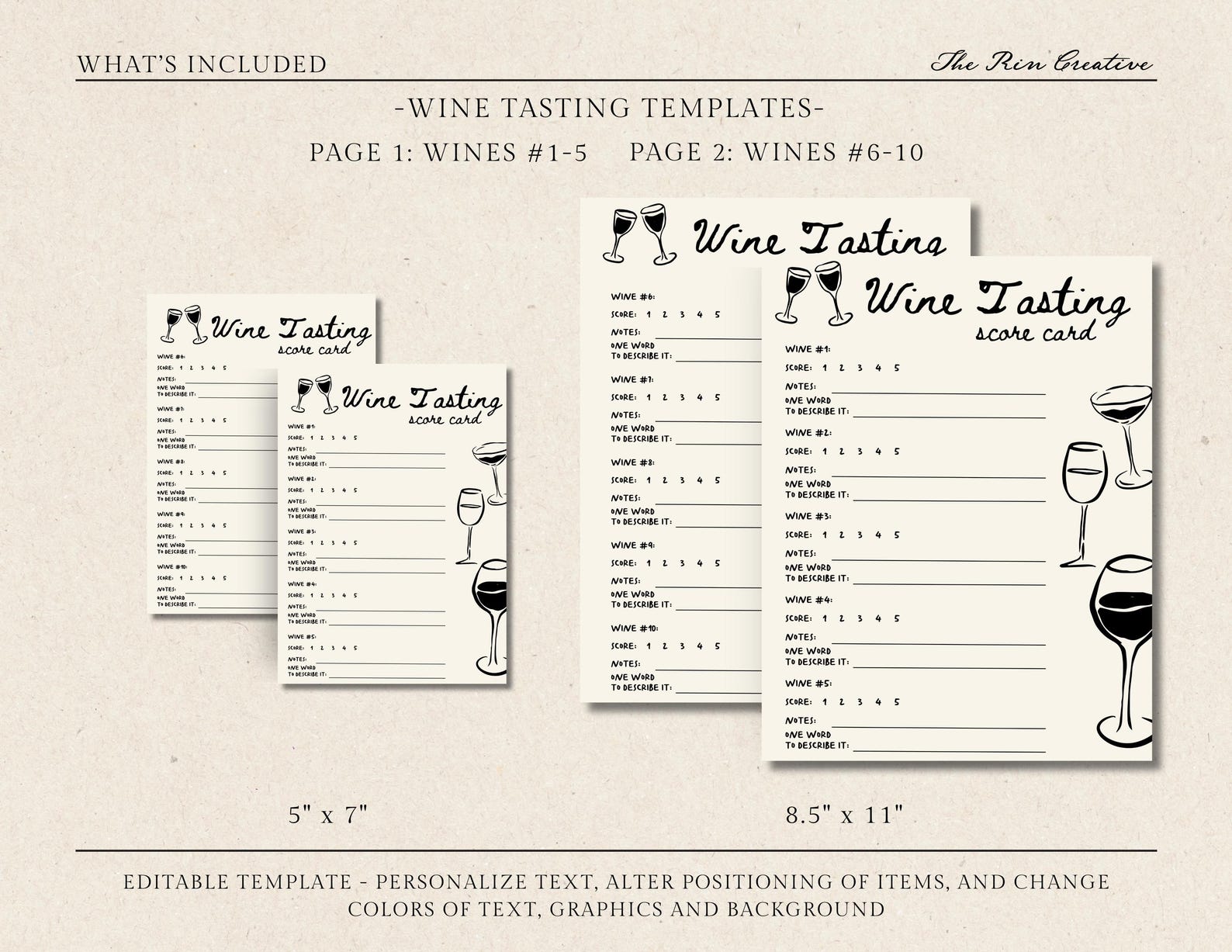 Wine Tasting Score Card Template, Wine Tasting Game, Hens Party Wine ...