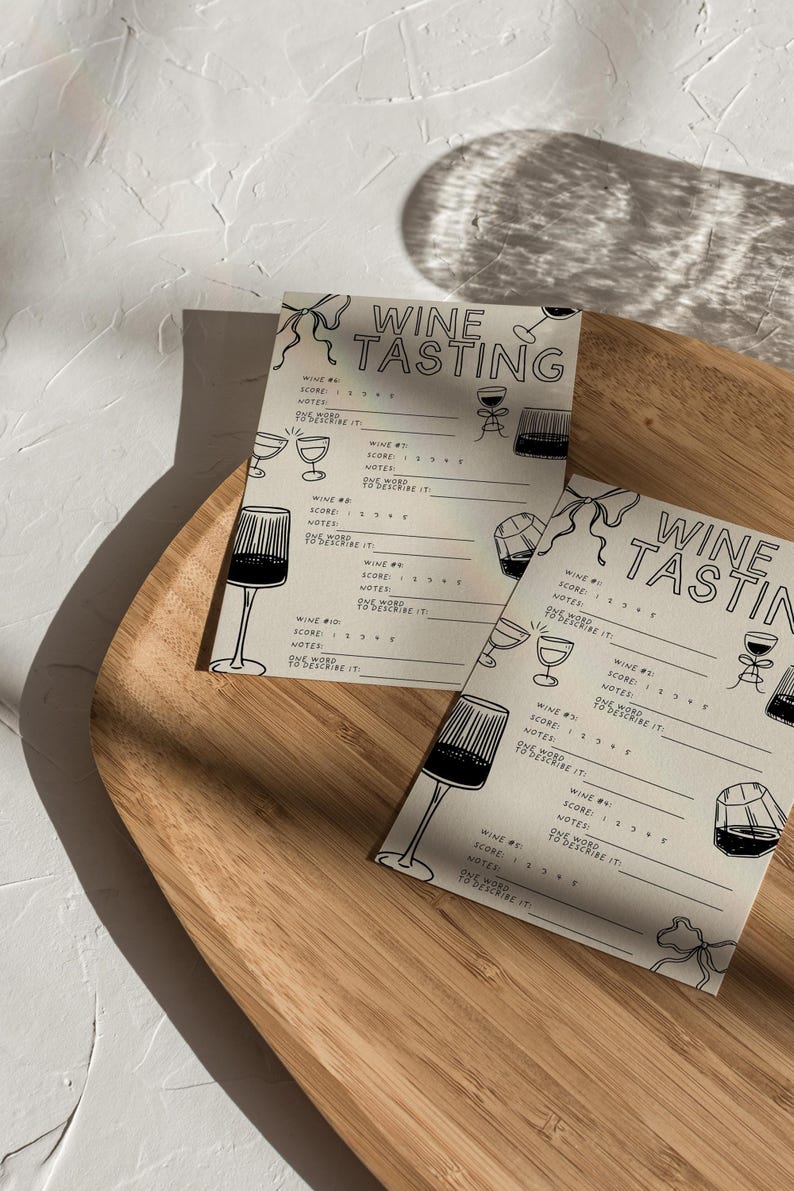 Wine Tasting Score Card, Wine Tasting Sheet, Printable Wine Tasting Card, Wine Themed Games, Instant Download, Wine Party Games Night image 6