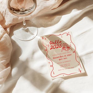 NYE Party Invitation Template, New Year's Eve 2025 Invite, Cheers to 2025, Happy New Year, Champagne Toasting NYE, Bow NYE Party Invitation image 4