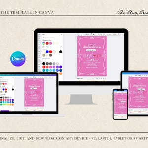Galentine's Day Party Invitation Template, Girly Galentine's Invite, Galentine Invite with Bows, Galentine's Girls Night, Whimsical Invite image 8