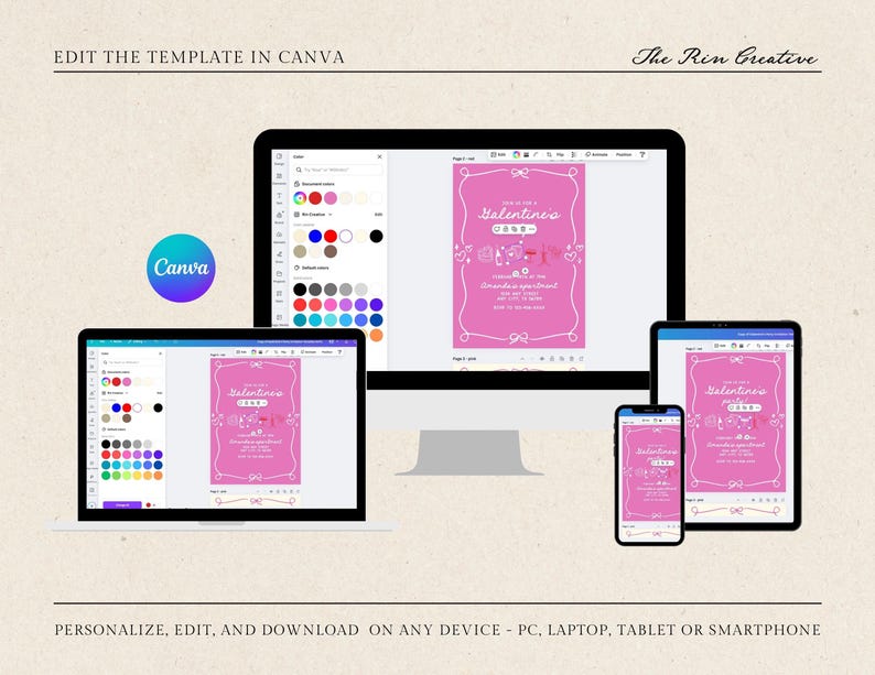 Galentine's Day Party Invitation Template, Girly Galentine's Invite, Galentine Invite with Bows, Galentine's Girls Night, Whimsical Invite image 8