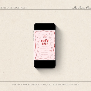 Editable Baby Shower Invitation Template Café Bébé Coffee Theme Whimsical Wavy Border Customizable Printable Digital Download 5x7 Fun Modern image 7