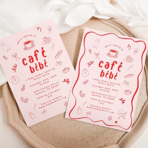 Editable Baby Shower Invitation Template Café Bébé Coffee Theme Whimsical Wavy Border Customizable Printable Digital Download 5x7 Fun Modern image 4