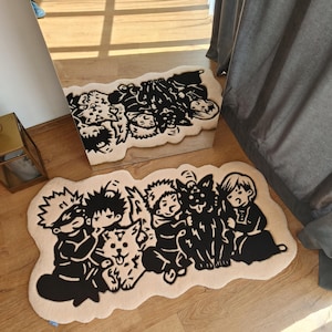 Jujutsu Kaisen Anime Rug, anime carpet, anime art rug, anime area rug, japanese rug, modern rug, teen room rug, home decor, trendy rug