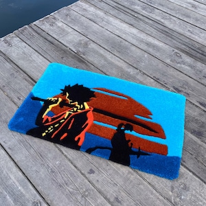 Samurai Champloo Rug , Handmade Tufted Custom Rug, Custom Rug Tufting, Living Room Decor Rug, Bedroom Carpet, Anime Rug