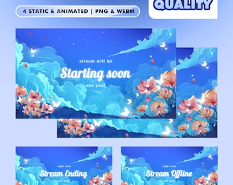 Cloud Blossom Stream Screens – Dreamy Sky Flowers/Fantasy Cloudscape Aesthetic/Starting Soon BRB Ending Scene