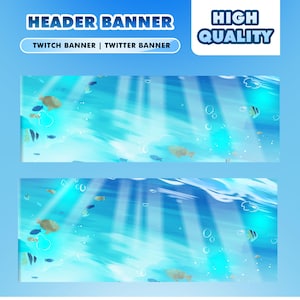 Under Sea Ocean Blue Animated Stream Overlay Package for Twitch OBS Underwater Theme with Fish, Light Ray, Bubbles Background Aesthetic Aqua image 9