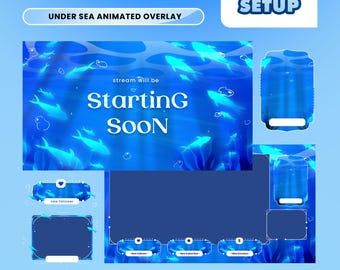 Undersea Ocean Twitch Overlay Package – Blue Marine Aquarium Theme/Fish Water Aesthetic/Animated Streaming Bundle Kick YouTube