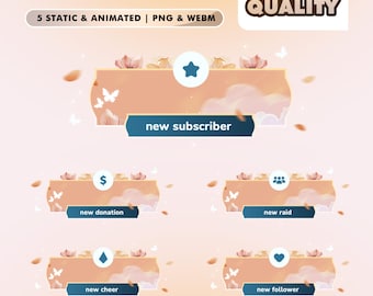 Sunset Bloom Animated Stream Alerts for Twitch Kick YouTube – Elegant Pop-Up Notifications with Blooming Flowers, Floating Petal Warm Sunset