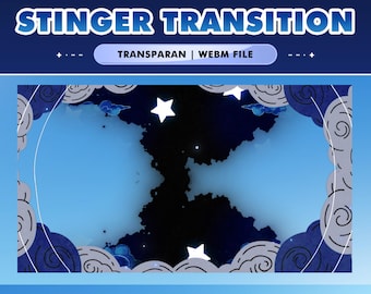 Stelluna Mist Animated Stinger Transition for Twitch Kick YouTube – Celestial Scene Switch with Moon Clouds Star Fade, Soft Night Blend FX