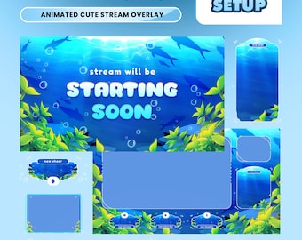 Ocean Breeze Stream Package – Underwater Ocean Theme/Blue Sea Aesthetic/Cute Marine Life Style/Animated Overlay Bundle