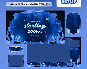Aqua Dream Stream Paket - Ozeanaquarium Thema / Tiefsee Fantasie / Unterwasserästhetik / Animiertes Overlay Bundle