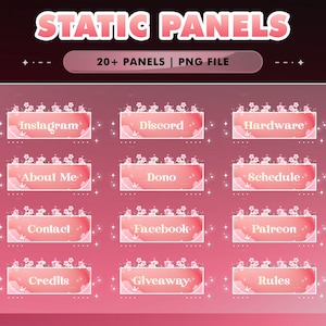 Sakurabelle Stream Panels for Twitch Kick YouTube – Pink Sakura Panels with Cherry Blossom Petals and Cute Rounded Kawaii Frame Cute Kawaii