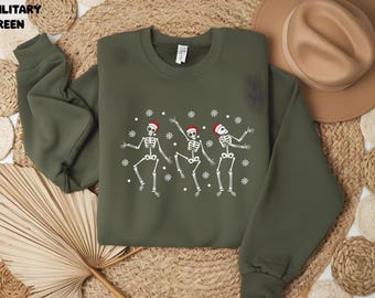 Christmas Dancing Skeleton Sweatshirt, Christmas Sweatshirt,  Holiday Sweater, Christmas Gift, Merry Christmas Shirt