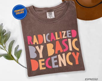 Radicalized by Basic Decency Shirt, Gift for Socialist, Liberal tees,  Social Justice Activist Comfort Colors Shirt,  Democracy Gift,