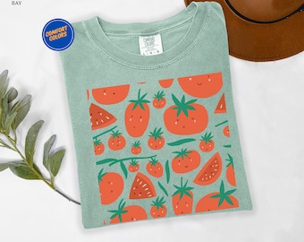 Tomato Shirt, Fruit Shirt, Botanical Comfort Colors Shirt,Aesthetic Clothes, Cottagecore Clothing Vegan Shirt, Garden Shirt Vegetable Shirt,