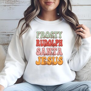 Feeling Jolly Holiday Sweater, Cute Santa Crewneck, Vintage Christmas Sweatshirt, Holiday Shirt, Holiday Ugly Sweater, Christmas gift