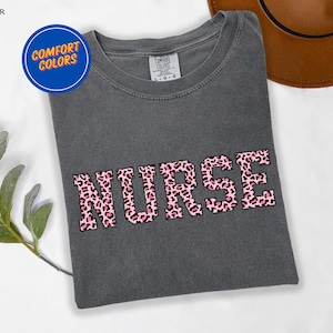 Leopard Nurse Shirt, Nurse Comfort Colors T-Shirt, Registered Nurse Shirt, Nurse Gift,RN Shirt, Nursing School Shirt,