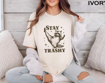 Vintage 90s Funny Racoon Shirt, Comfort Colors Raccoon Shirt, Cute Stay Trashy T Shirt, Funny Racoon Shirt, Meme Graphic Shirt,