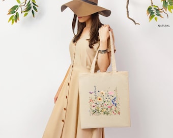 Wildflowers Tote Bag, Aesthetic Tote Bag, Floral Tote Bag, Bridal Gift Tote Bag,  Birthday Gift Bag, l Tote Bag, Gift For Her