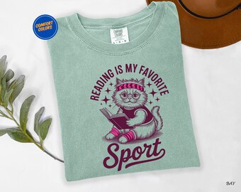 Reading is My Favorite Sport Shirt, Librarian Comfort Colors ShirtCozy Reader Shirt for Women, Retro Book Lover Graphic Tee,