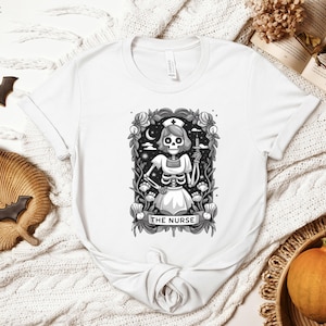 Nurse Skeleton Shirt, Comfort Colors Nurse Tarot Card T-shirt,  Nurse Gift For Halloween, Funny Gift for  Nurse,