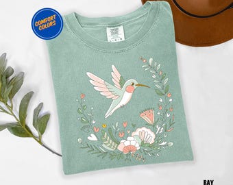 Hummingbird Floral Shirt | Comfort Colors Nature Tee