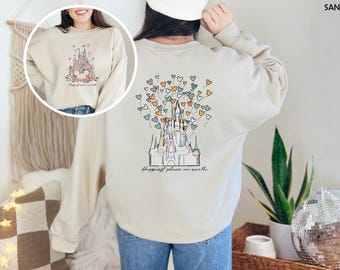 Happiest Place on Earth Sweatshirt, Magical World Shirt,  Magic Kingdom Shirt, Disney Castle Floral Sweatshirt, Disney World Shirt