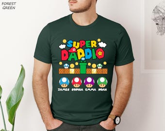 Custom Daddio Shirt,  Daddy Shirt, Father's Day Gift Shirt for Dad, Gamer Daddy Shirt,Personalized Super Daddio Shirt, Kids Name Dad Shirt