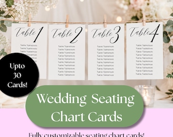 Elegant Hanging Wedding Seating Chart Cards | Modern Bridal Table Plan | Printable Reception Seating Display