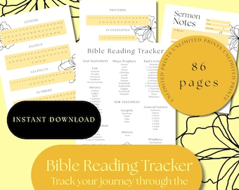 Bible Reading Tracker Printable | 66 Books of the Bible Checklist Christian Planner Insert Prayer Journal Tracker Bible Study Printable PDF